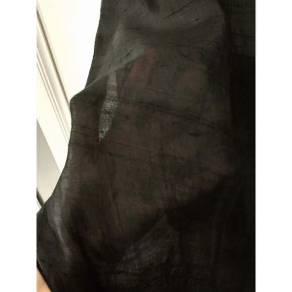 Thai Silk Sleeveless Layered Shift Dress Midi Pullover Black Gold Red - Large - Picture 6 of 8